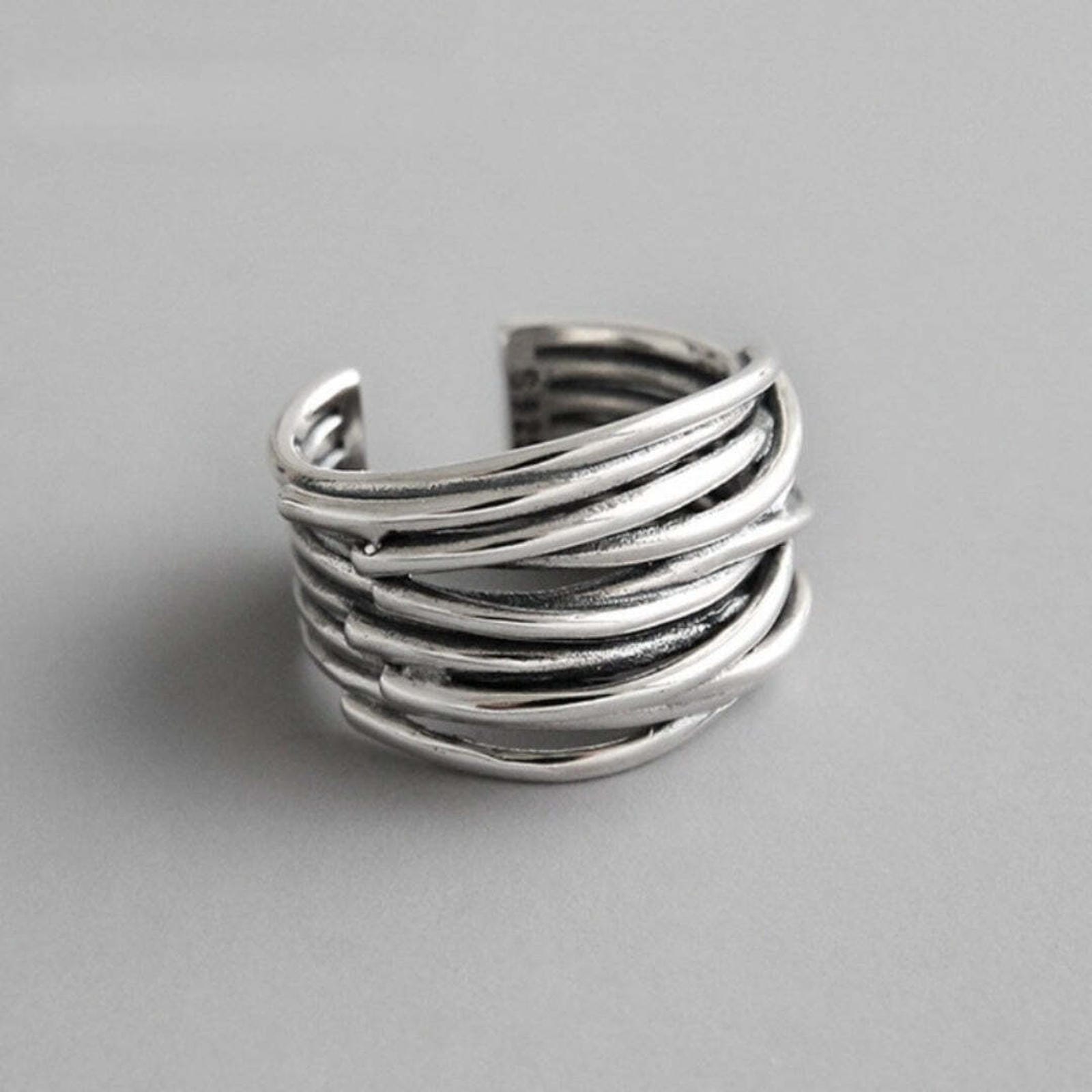 Anillo de Hilos Ajustables de Plata
