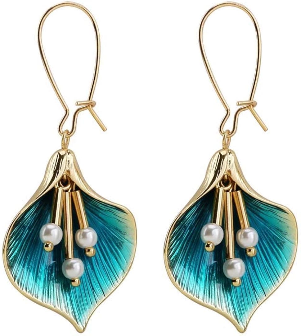 Pendientes de Plata Vintage con Loto Azul