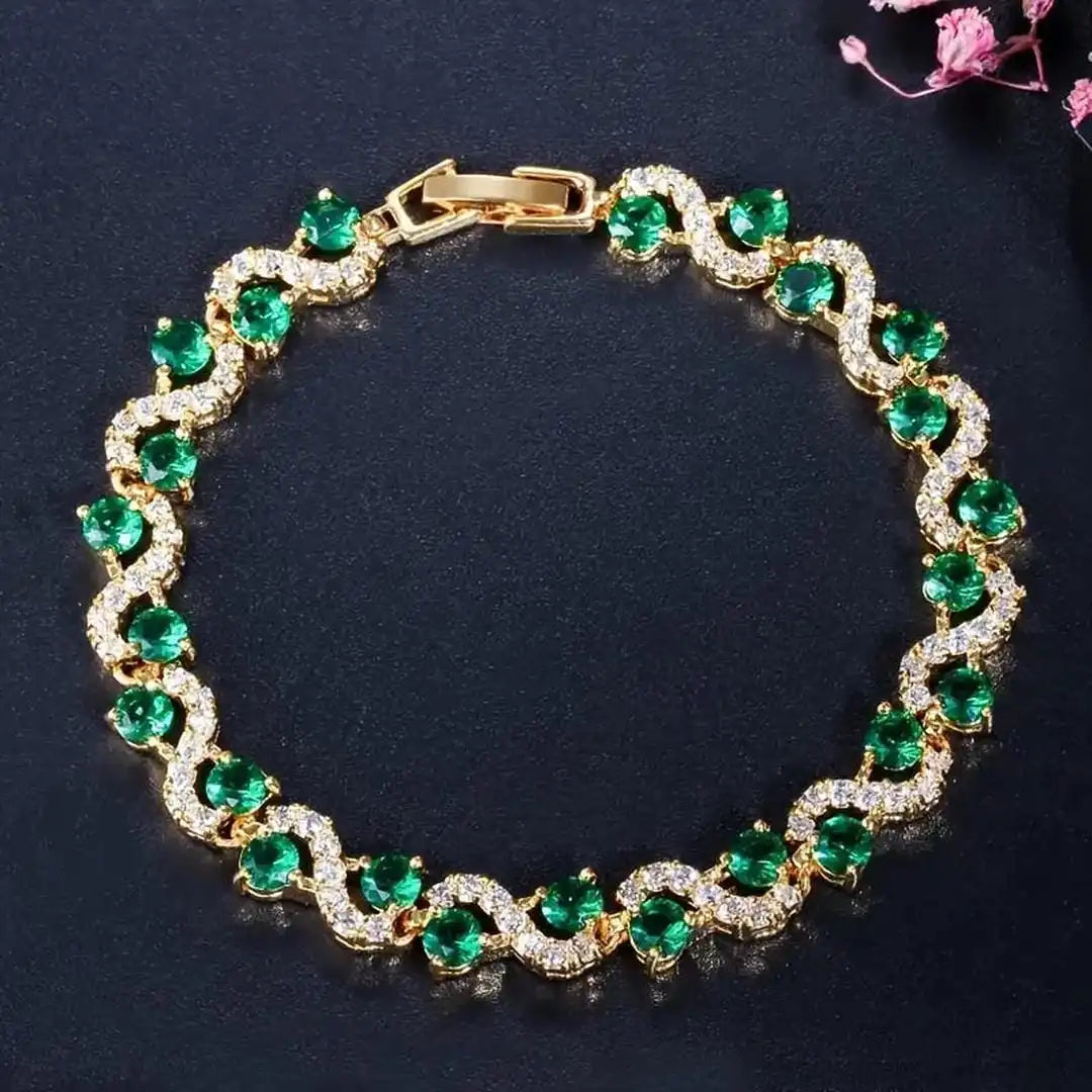 Pulsera de Oro con Cristal Esmeralda