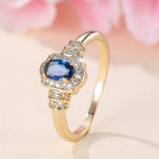 Anillo de Cristal Halo de Zafiro Hereditario