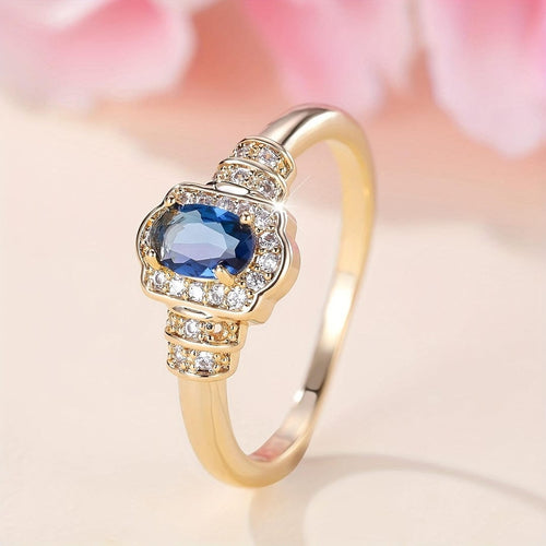 Anillo de Cristal Halo de Zafiro Hereditario