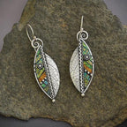 Pendientes de Hoja de Mosaico Bohemio
