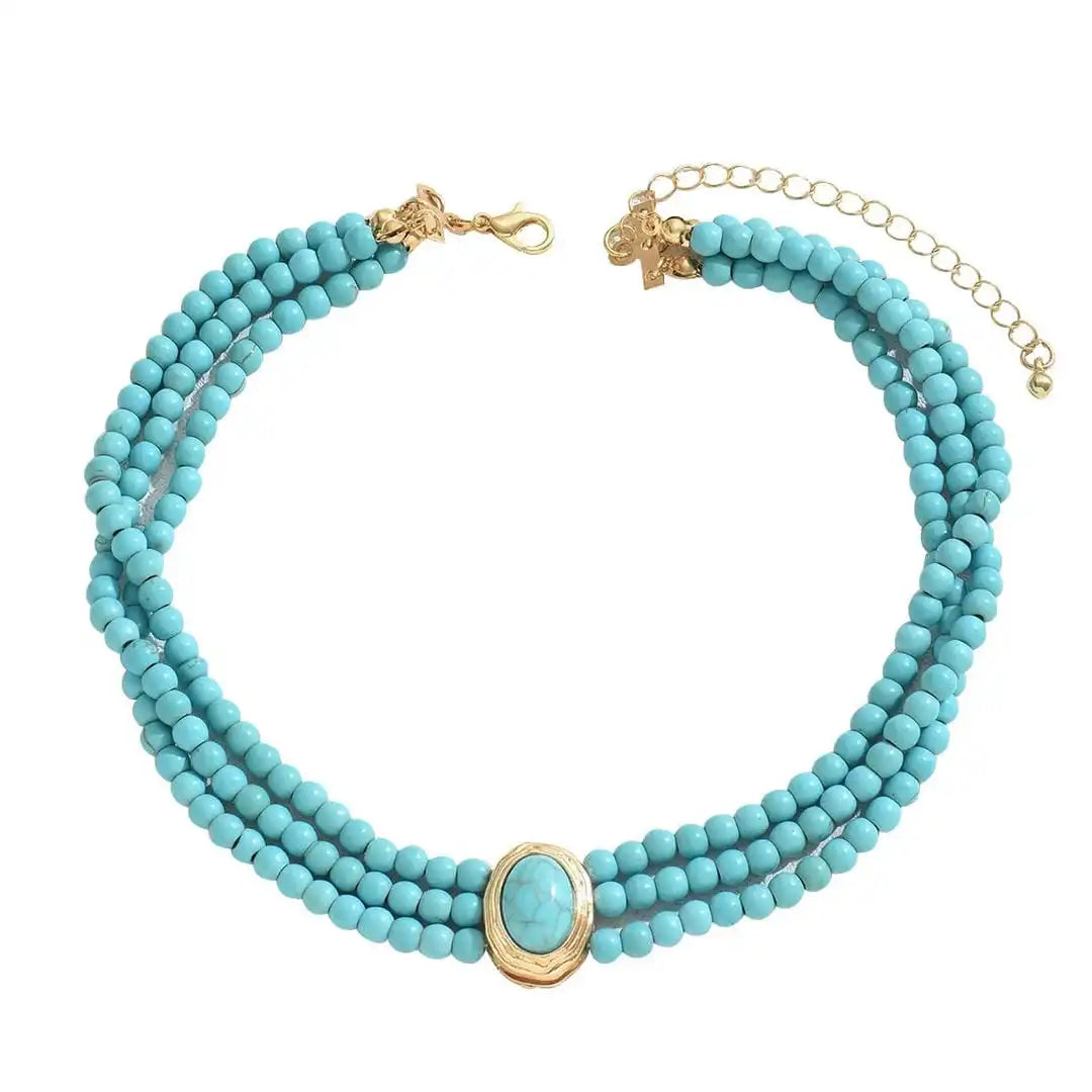 Collar de cuentas turquesa vintage elegante