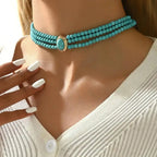 Collar de cuentas turquesa vintage elegante