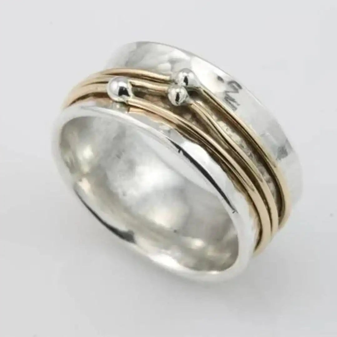 Anillo de Plata Capas Vintage Dorado