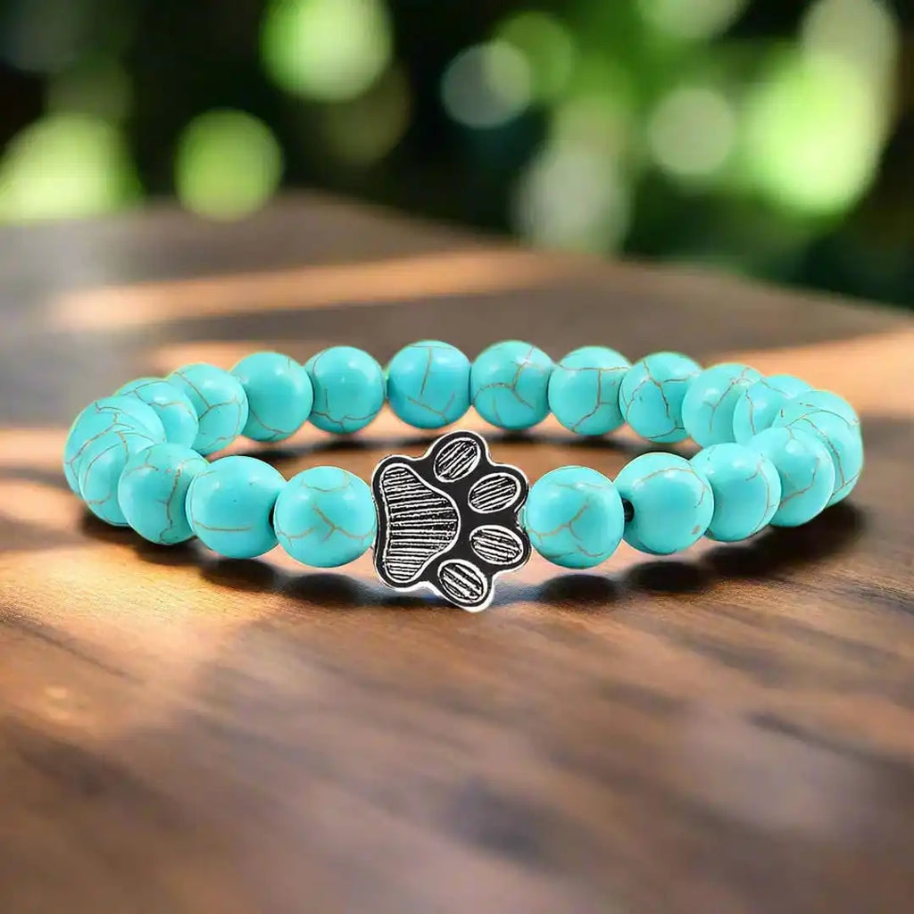 Pulsera de Patita con Cuentas Diseño de Piedra Natural