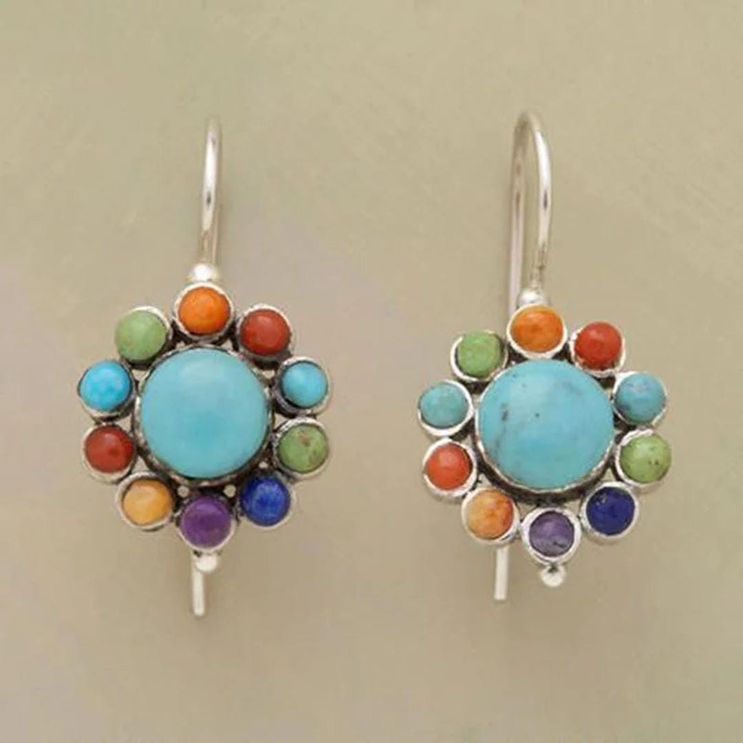 Pendientes de Aro Turquesa Vintage Iris