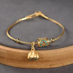 Pulsera de Loto Turquesa en Oro Antiguo