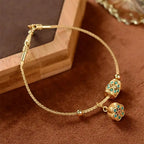 Pulsera de Loto Turquesa en Oro Antiguo