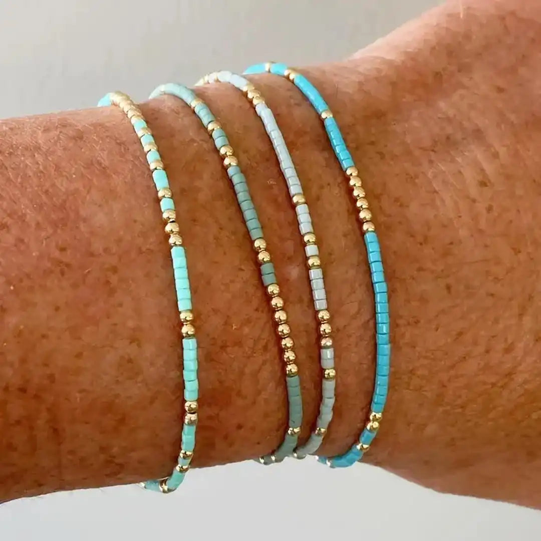 Conjunto de Pulseras de Cuentas Turquesa Chic Bohemio