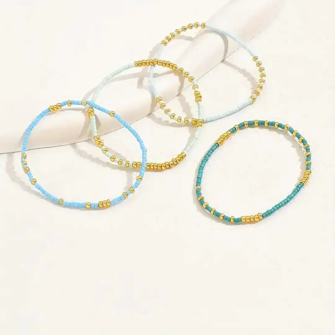 Conjunto de Pulseras de Cuentas Turquesa Chic Bohemio