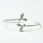 Brazalete de Hoja de Ópalo Plateado Atemporal