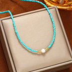Collar de Perlas con Cuentas de Turquesa Barroca