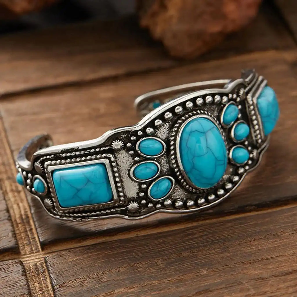 Pulsera de Cuff Turquesa Bohemia Vintage
