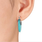 Pendientes de Aro de Piedra Turquesa Plateada