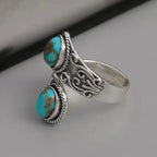 Anillo Cruz de Turquesa de Plata Vintage