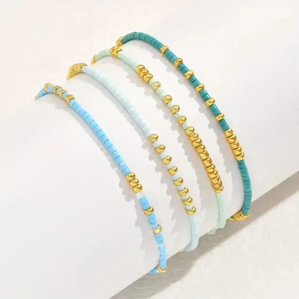 Conjunto de Pulseras de Cuentas Turquesa Chic Bohemio