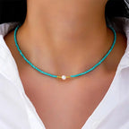 Collar de Perlas con Cuentas de Turquesa Barroca