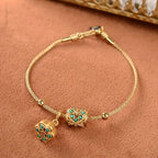 Pulsera de Loto Turquesa en Oro Antiguo