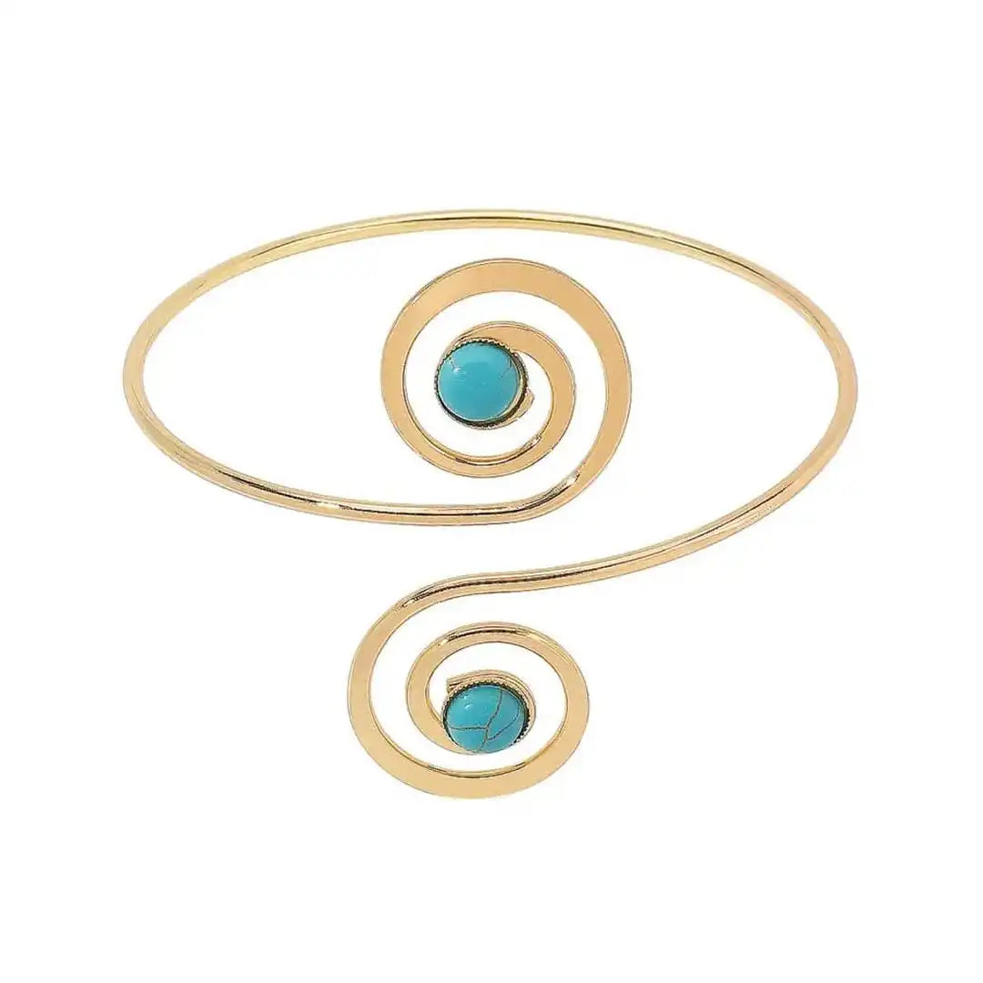 Pulsera de Brazo de Plata Bohemia con Turquesa