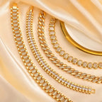 Conjunto de Pulseras Ajustables de Zirconia Cubica Dorada