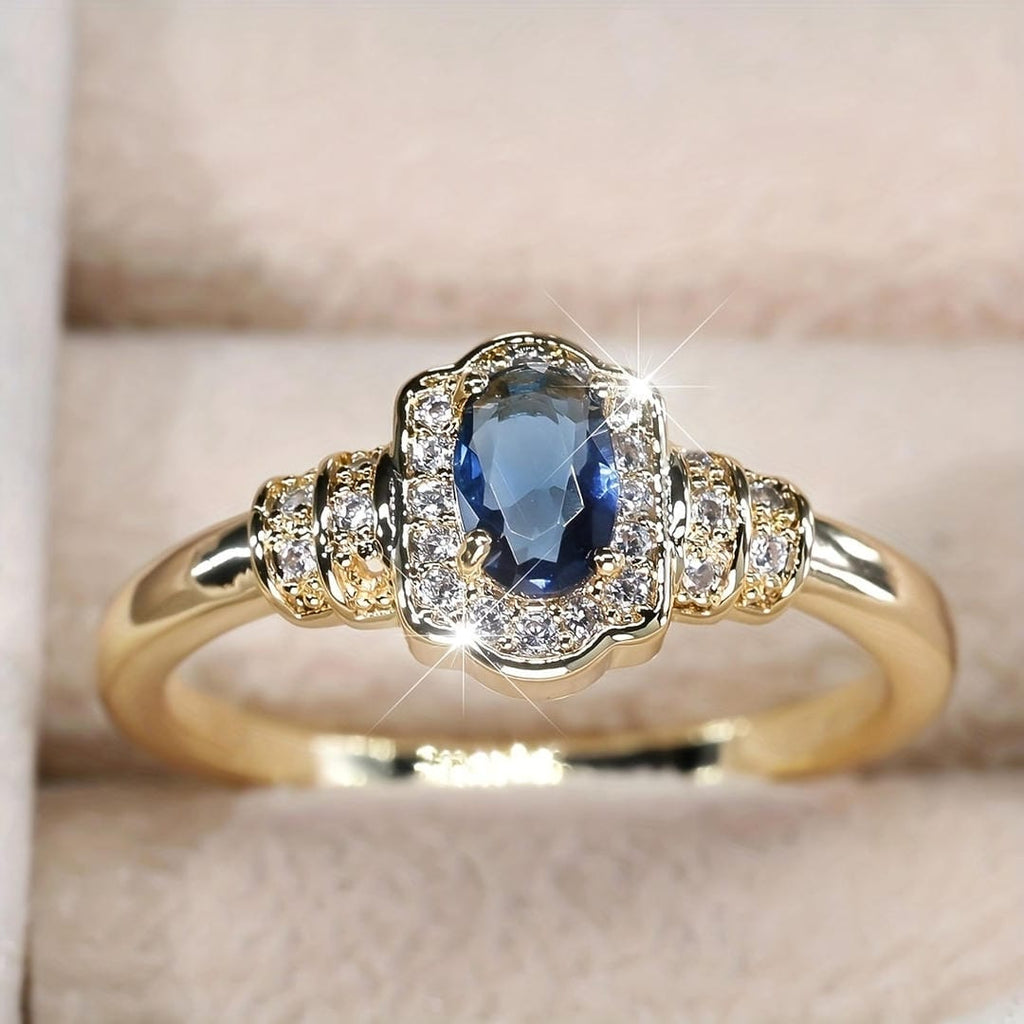 Anillo de Cristal Halo de Zafiro Hereditario
