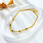 Collar Retro de Doble Capa con Gemas en Oro