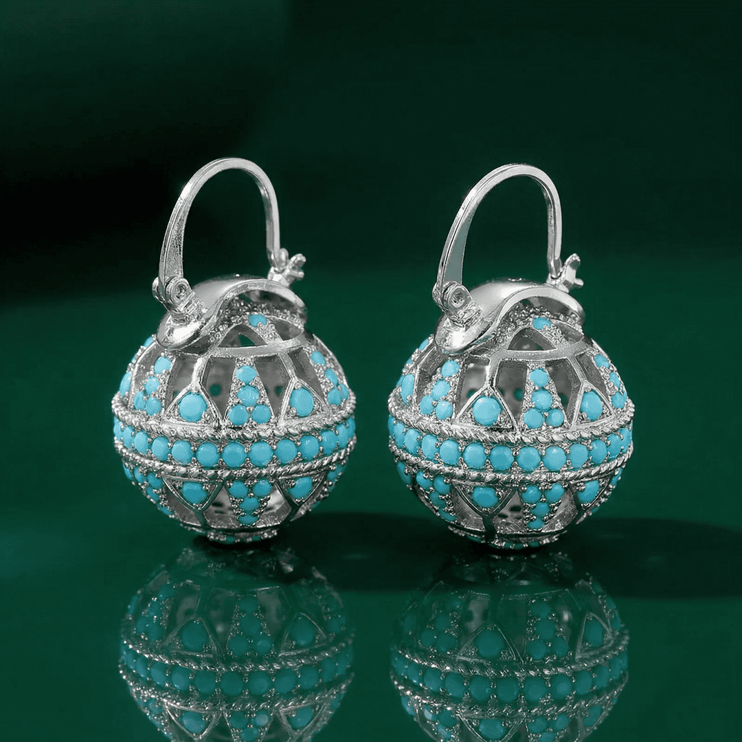Pendientes de gota con globo de filigrana turquesa