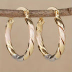 Pendientes Vintage de Aro Redondo en Oro, Plata y Rosa