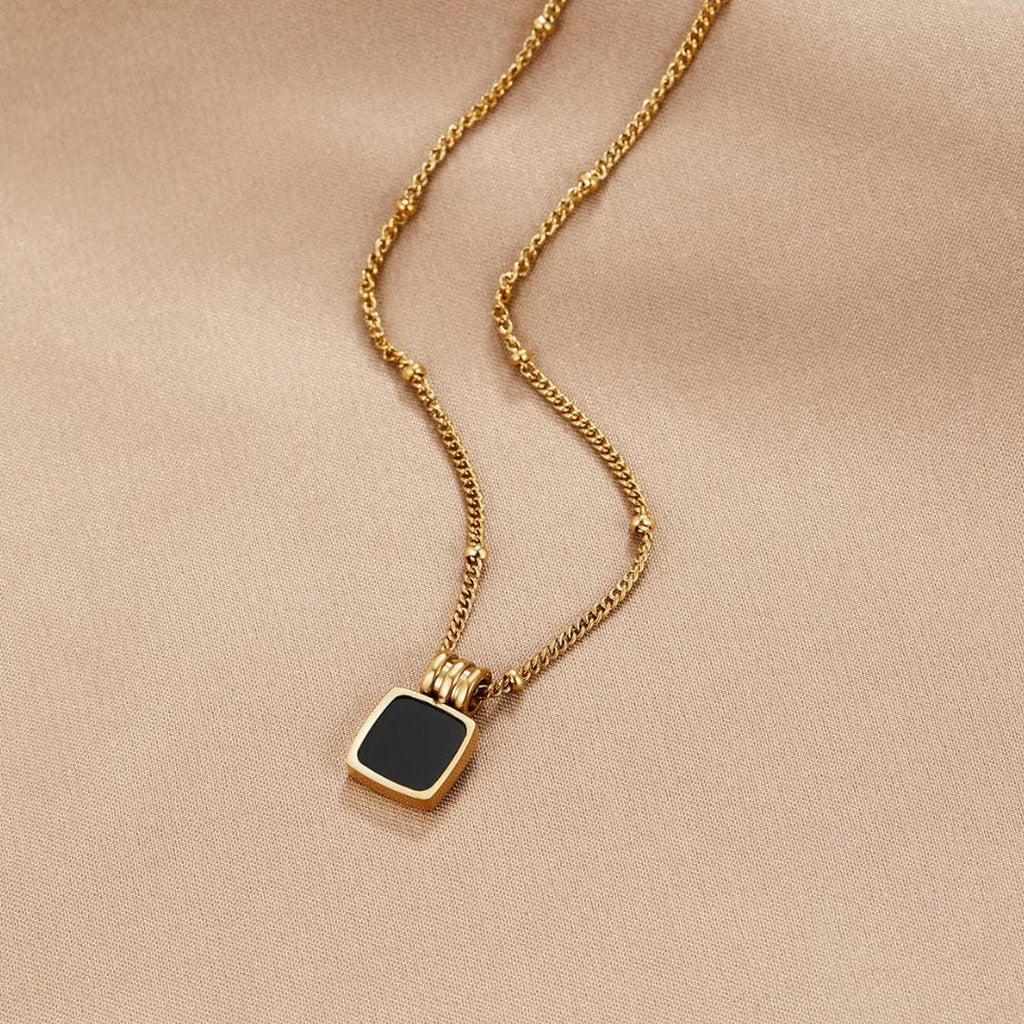 Collar colgante negro Chic de medianoche