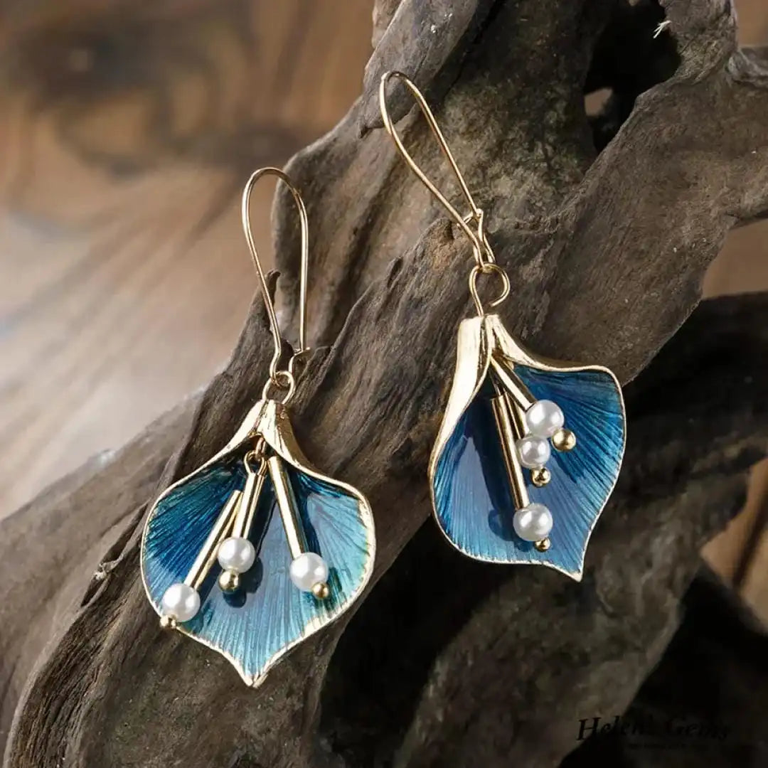 Pendientes de Plata Vintage con Loto Azul